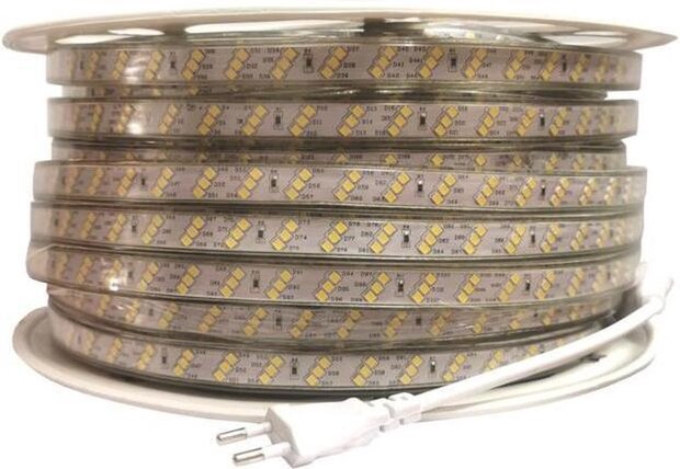 DYNLED 230V ledstrip warm/wit, IP60, 3000K, 180LEDs per meter, 2jaar garantie